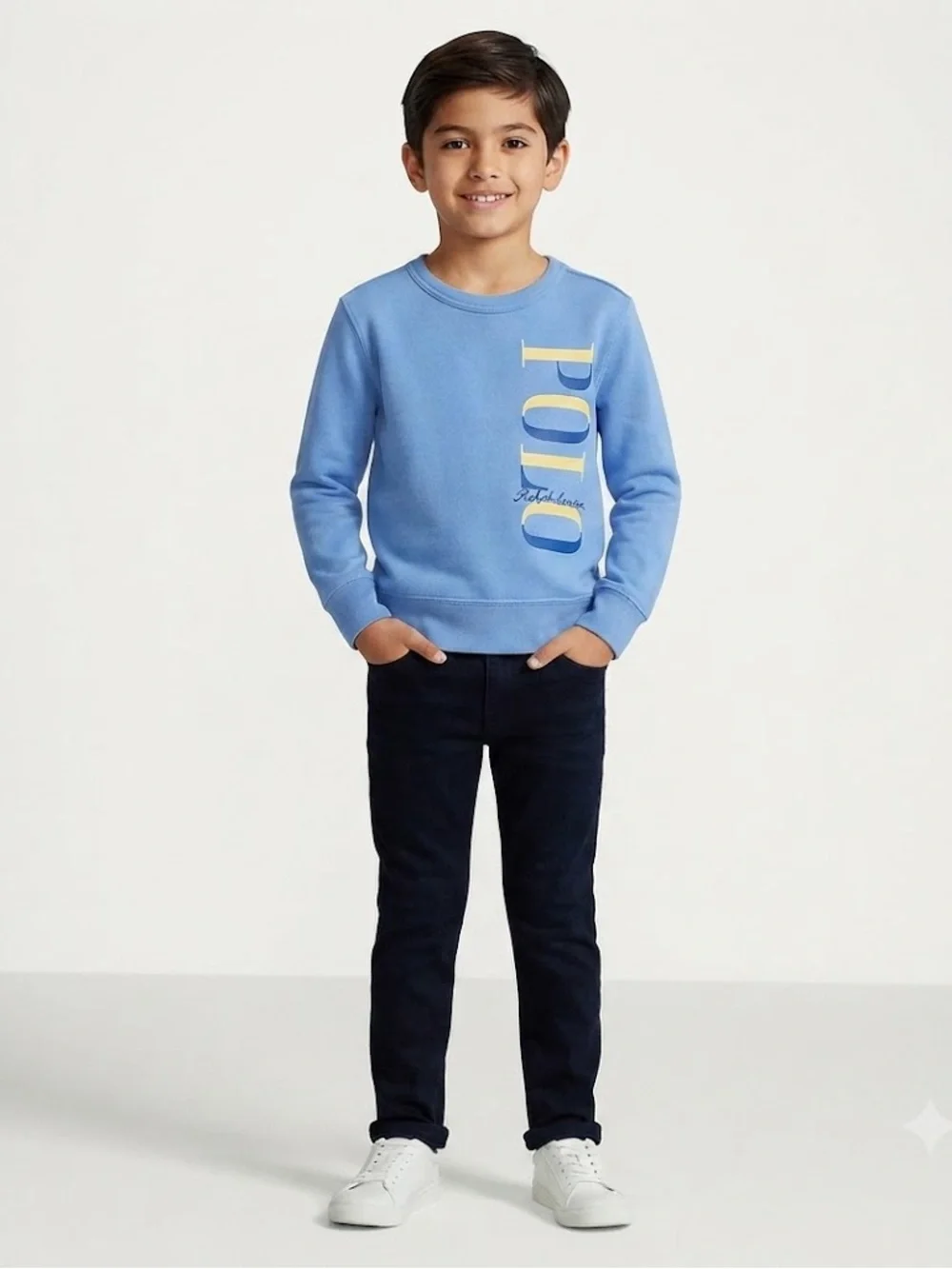 Polo by Ralph Lauren Light Blue Crewneck Sweatshirt with Vertical Logo
